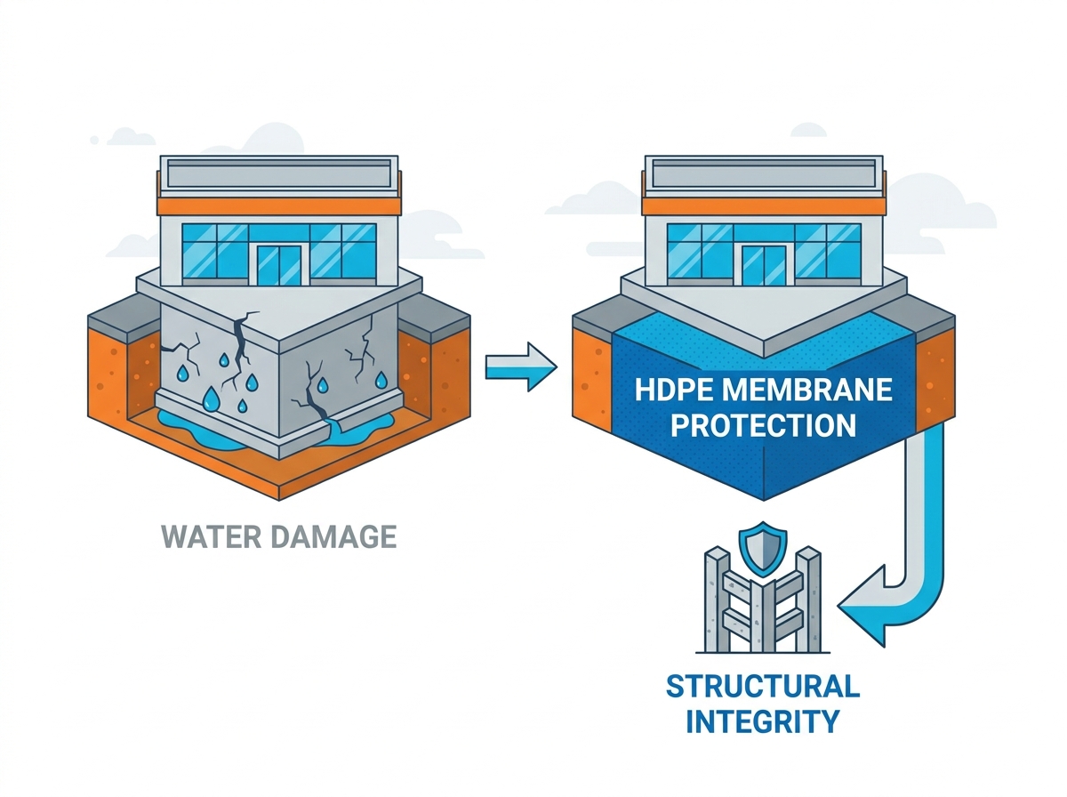 Aplica&ccedil;&atilde;o de membranas impermeabilizantes HDPE