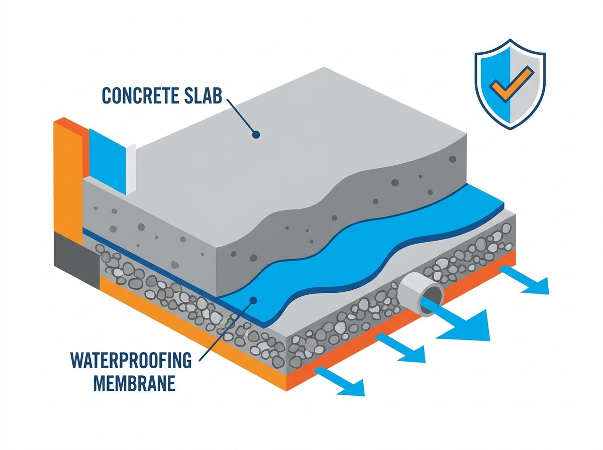 Instala&ccedil;&atilde;o de impermeabiliza&ccedil;&atilde;o de sub-laje de funda&ccedil;&atilde;o de concreto