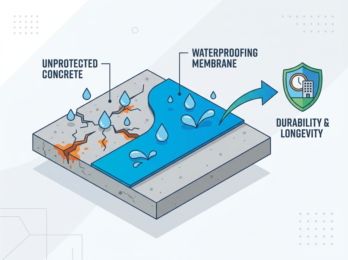 Membranas de impermeabiliza&ccedil;&atilde;o de telhados em telhados de concreto
