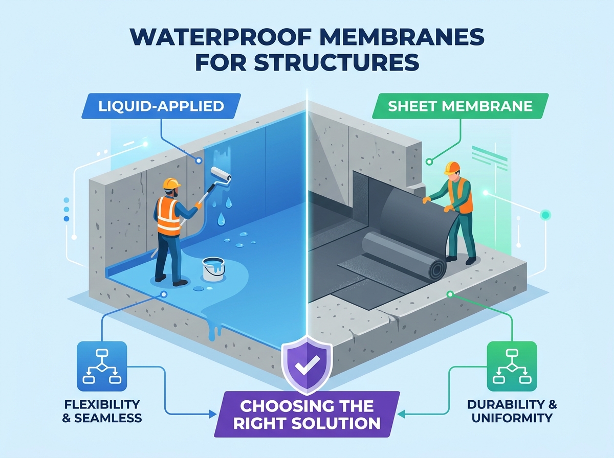 Instala&ccedil;&atilde;o de membranas impermeabilizantes para estruturas sobre funda&ccedil;&atilde;o de concreto