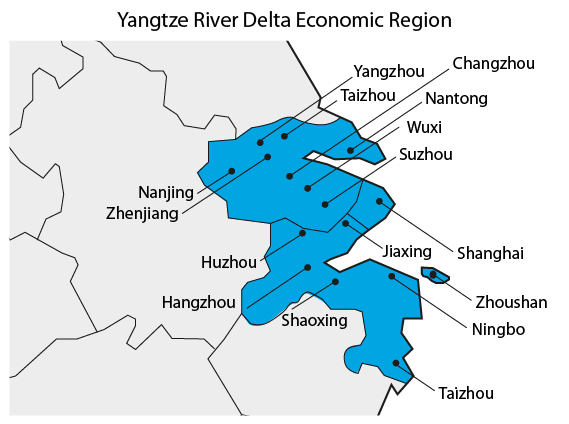 Regi&atilde;o do Delta do Rio Yangtze