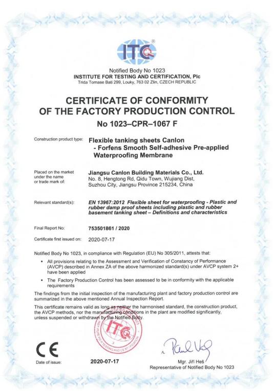 Certificado CE Canlon